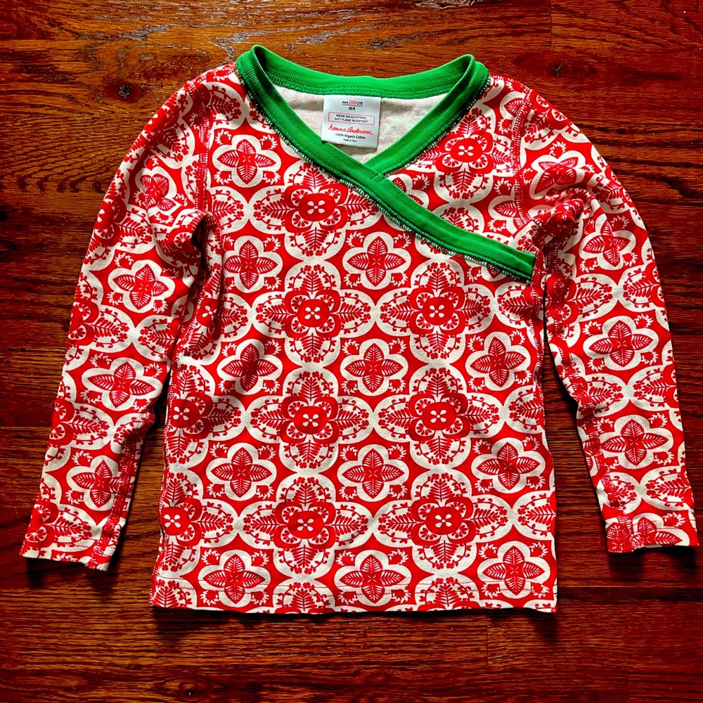 Floral Red and Green Kids Shirt